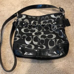 Black and Silver Coach Crossbody Purse